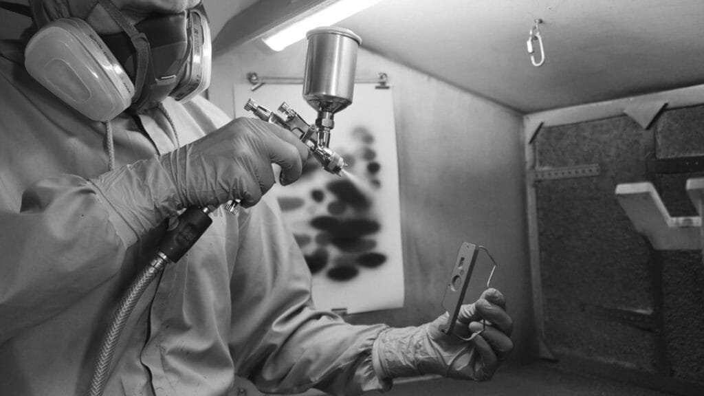 Photographie de Jimmy, fondateur de Eye Out Camera, dans son atelier de Lille. L’image illustre l’espace de travail où sont restaurés et customisés les boîtiers argentiques. Crédit photo : Thomas Pinte